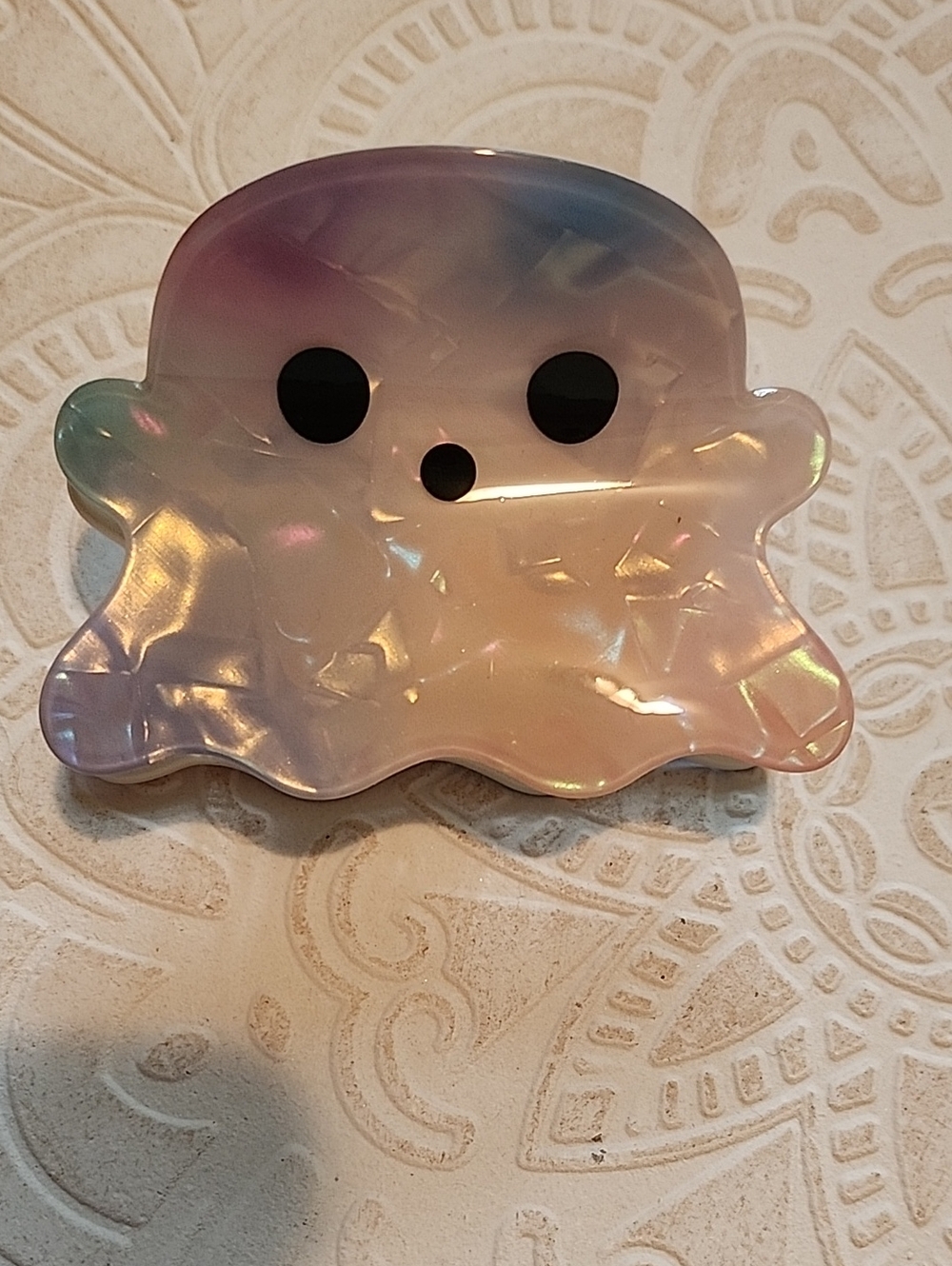 Iridescent Ghost Acrylic Hair Clip in Pink and Blue Lightweight